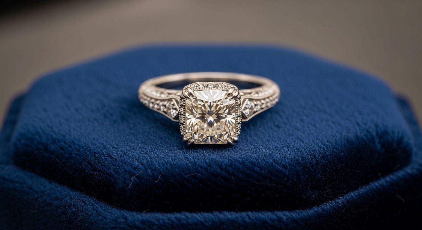 Bespoke diamond ring on velvet